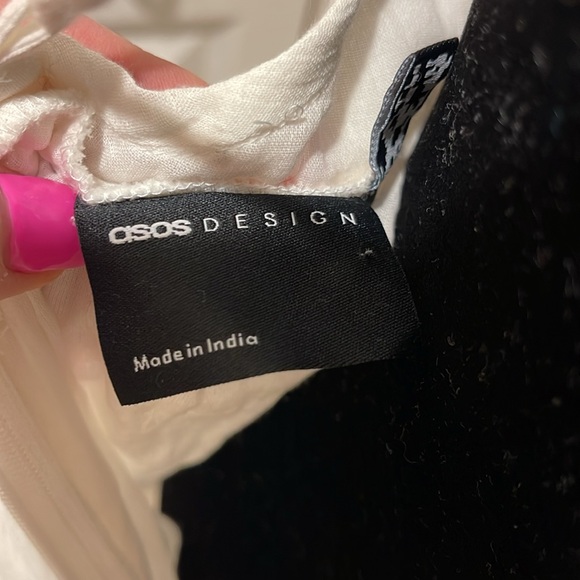 ASOS White Floral Embroidered Midi Tiered Boho Bohemian Dress - Picture 8 of 8